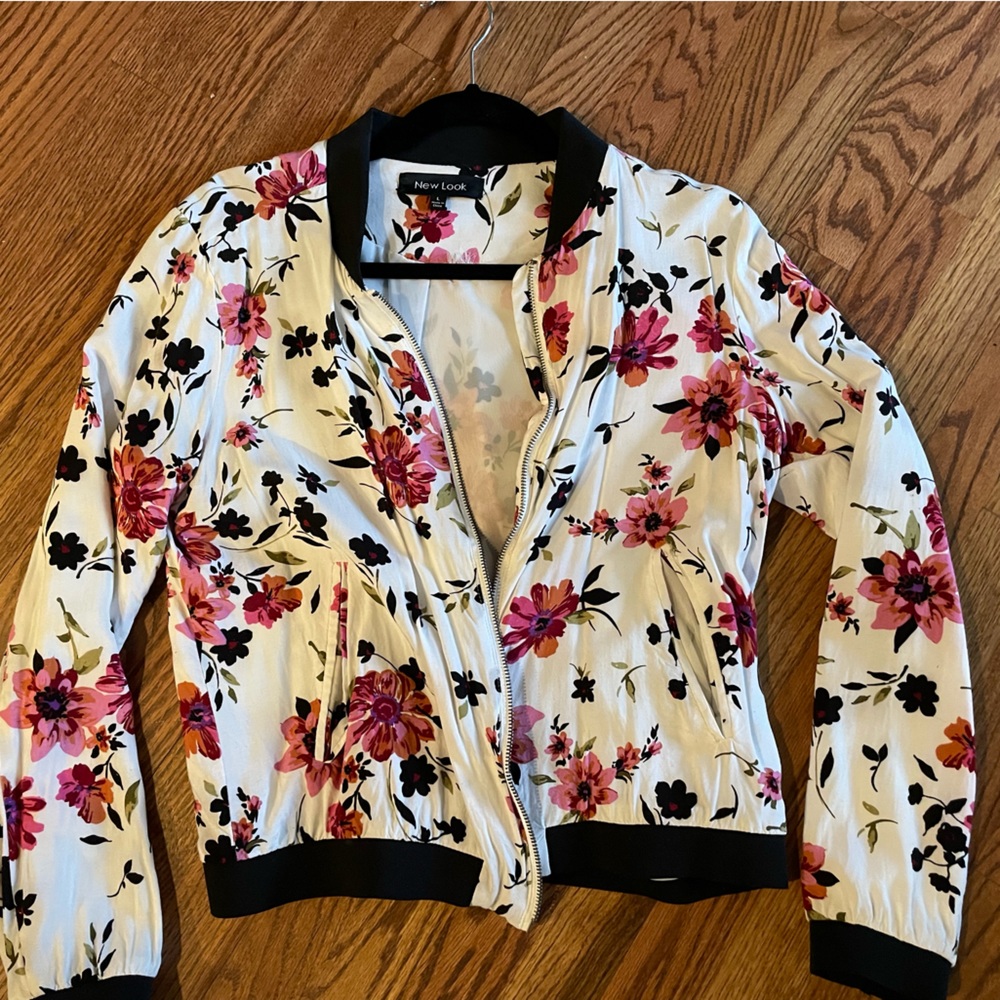 White light weight floral jacket